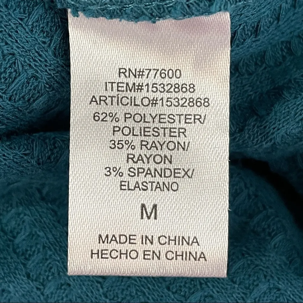 Chaser Waffle Knit Thermal Hooded Teal Pullover - Image 5