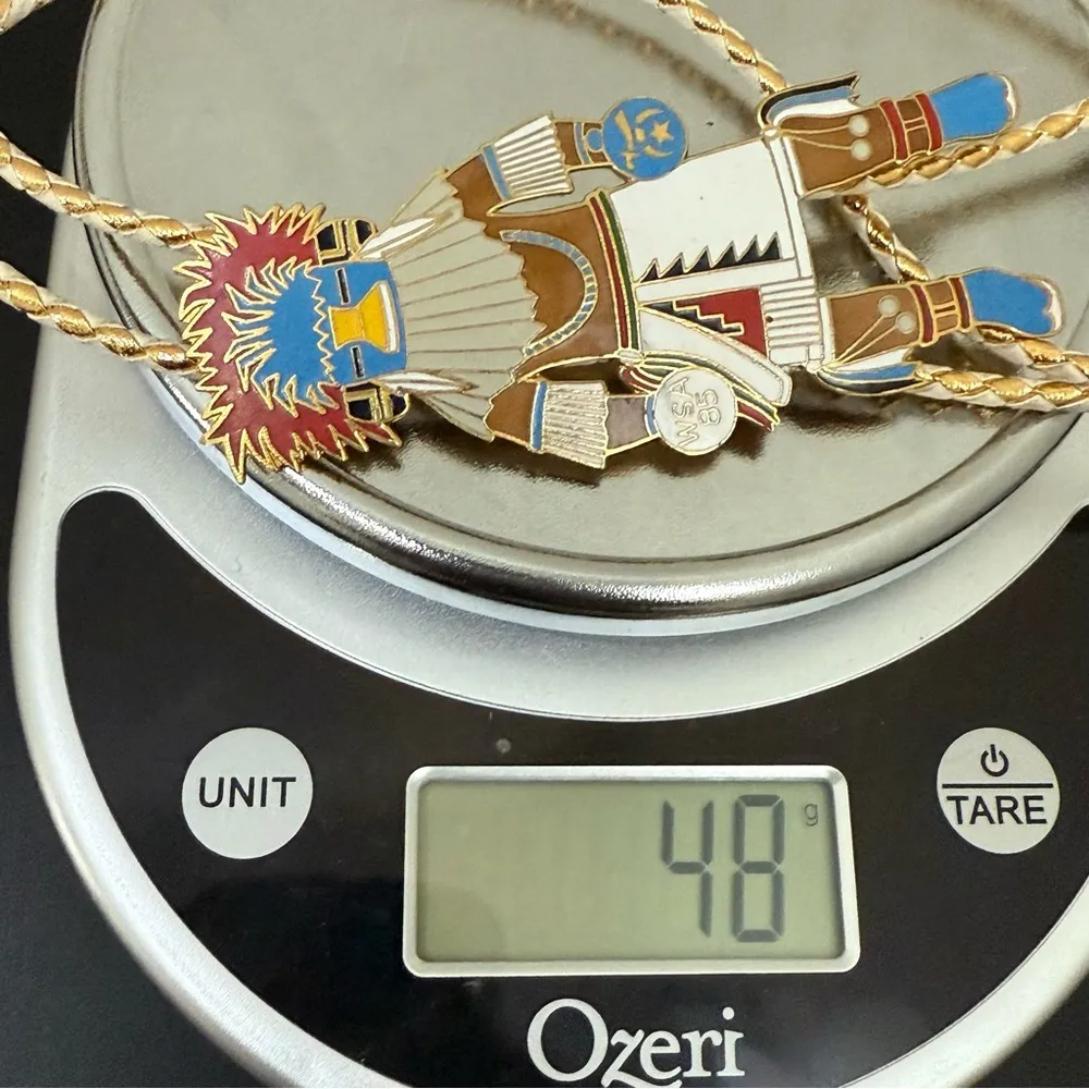 Vintage WSA 85 Babbar 1985 Masonic Kachina Dancer Bolo Tie Tucson Arizona Blue - Image 13