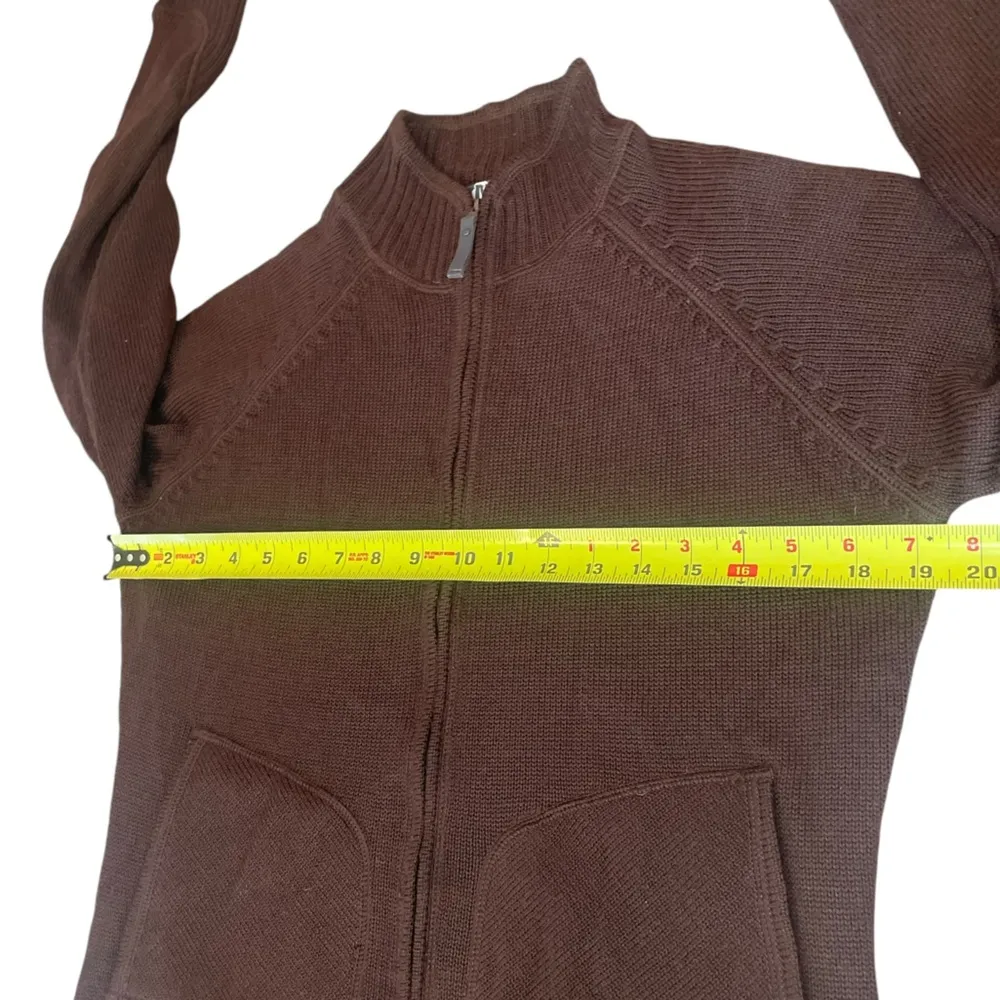 Merrell Wool Blend Zip Up Sweater Jacket Womens Size Medium Brown Blue Lining - Image 13