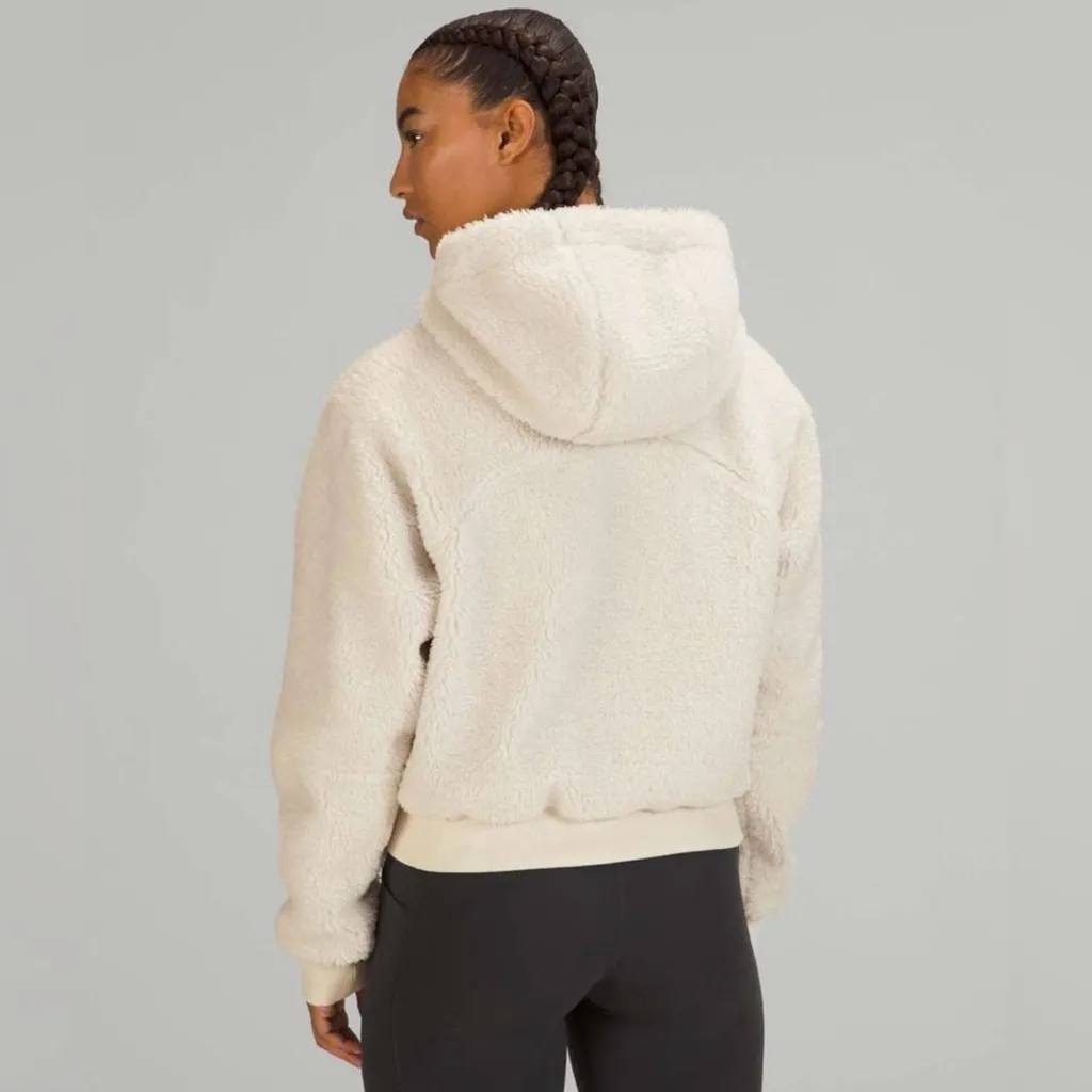 Lululemon Textured Fleece 1/2 Zip, White Opal, Sz 4 - Image 4