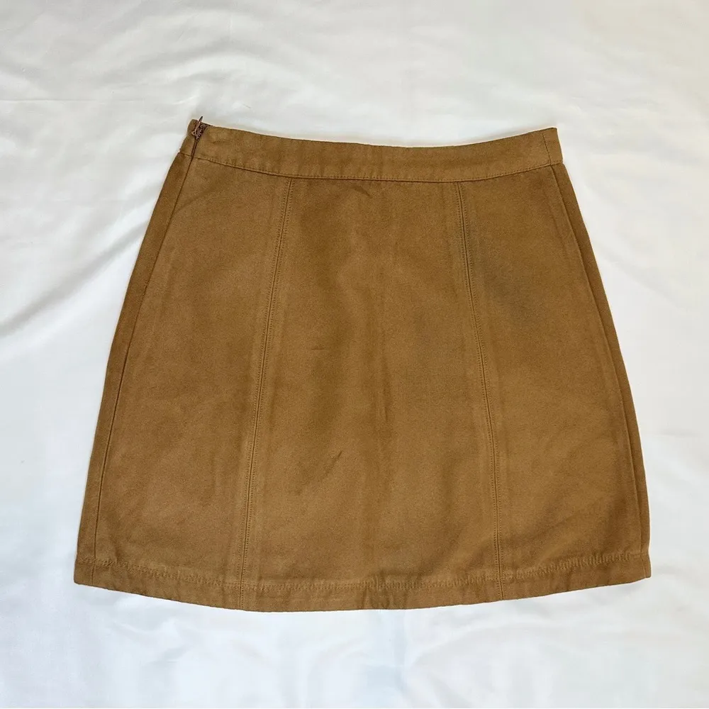 Y2K Mid-2000s Lace-Up Faux Suede High Rise Mini Skirt - Brown - 0 - Image 9