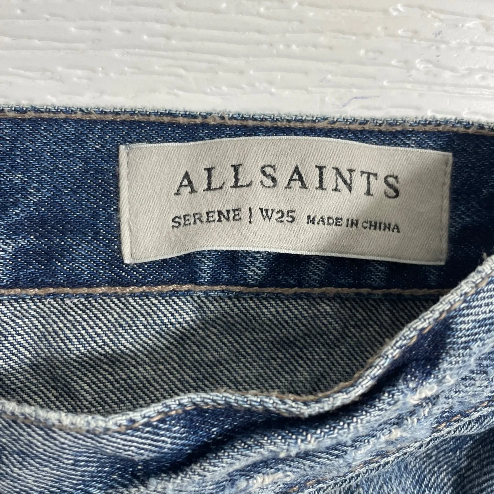 ALLSAINTS Serene Destroy Kick Flare Jeans Size 25 Distressed Raw‎ Hem Blue Denim - Image 6