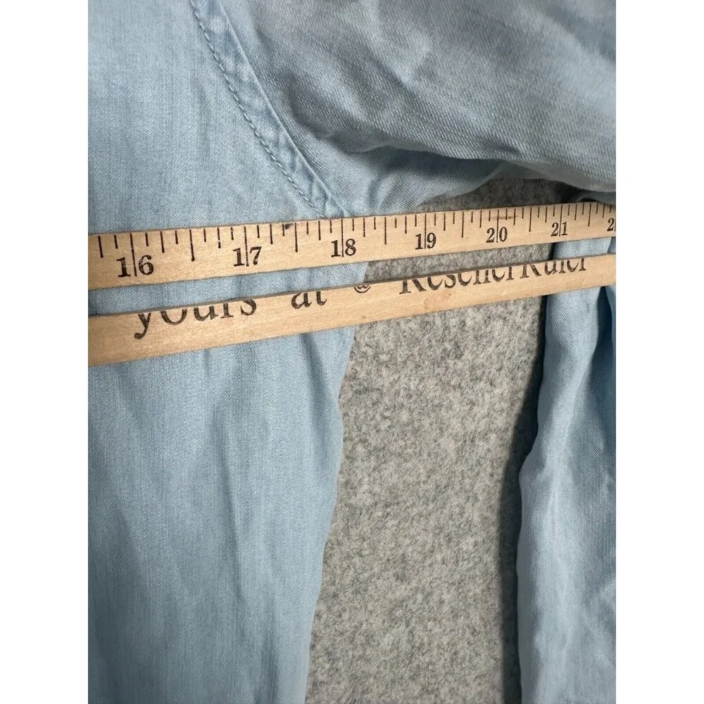 Athleta Denim Chambray Shirt Dress XS Blue Tie Waist Long Sleeve Collared Button - Image 5