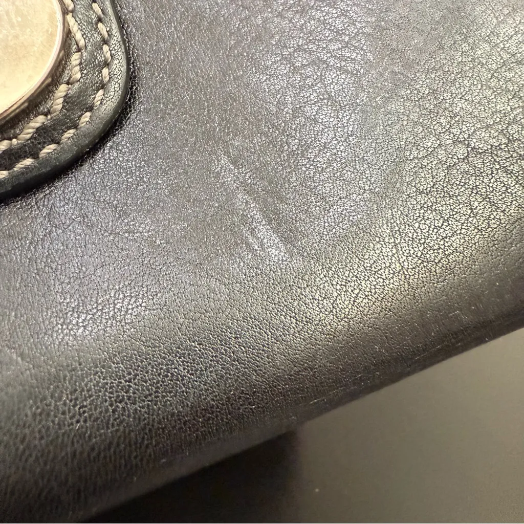 Vintage Y2K COACH Hampton Black Leather Contrast Stitch Turnlock Bifold Wallet - Image 9