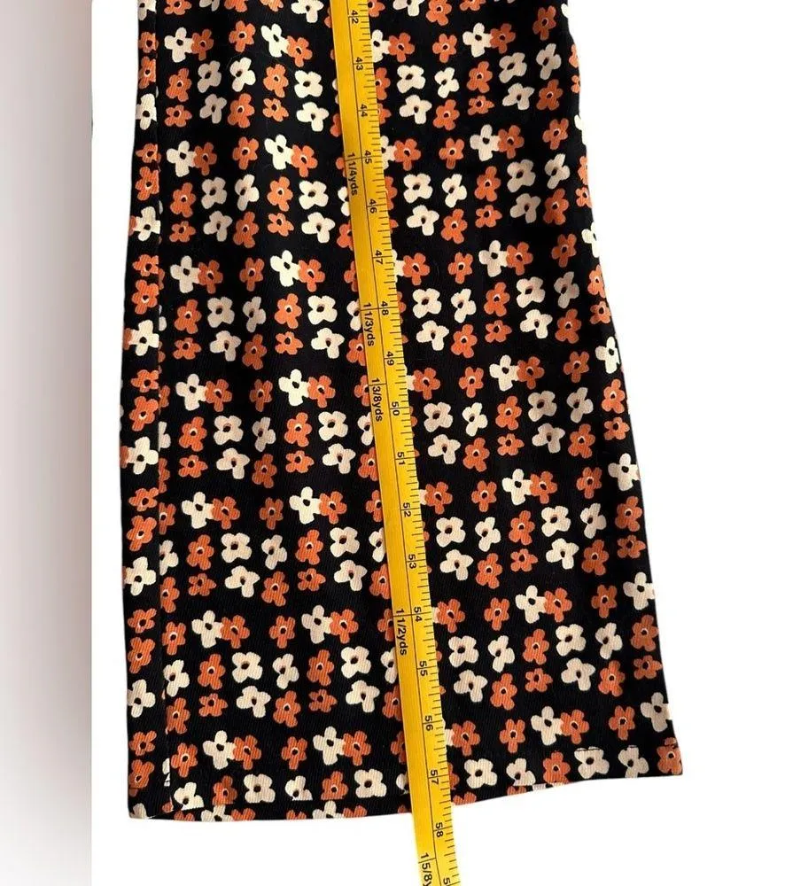 Pink Lily Large (Runs small) Floral Ruffled Flare Overalls - Image 6