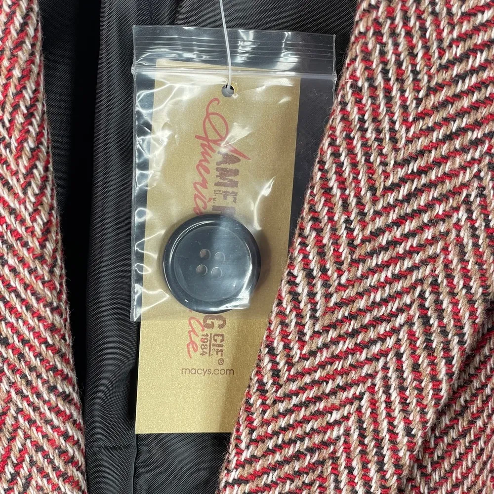 American Rag  Brooklyn Herringbone One Button Blazer Brown Red Cream NWT S - Image 5