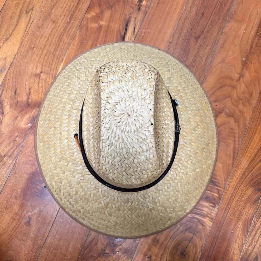 Riata Designs Unisex Straw Sun Hat with Jewel Skull Tan - Image 6