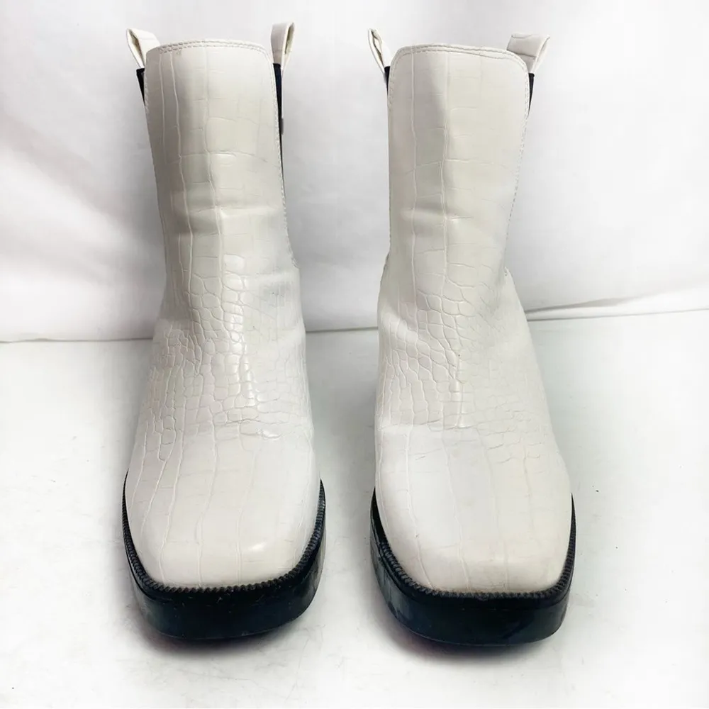 Nasty Gal Faux Leather High Platform Chelsea Boots Size 10 - Image 2