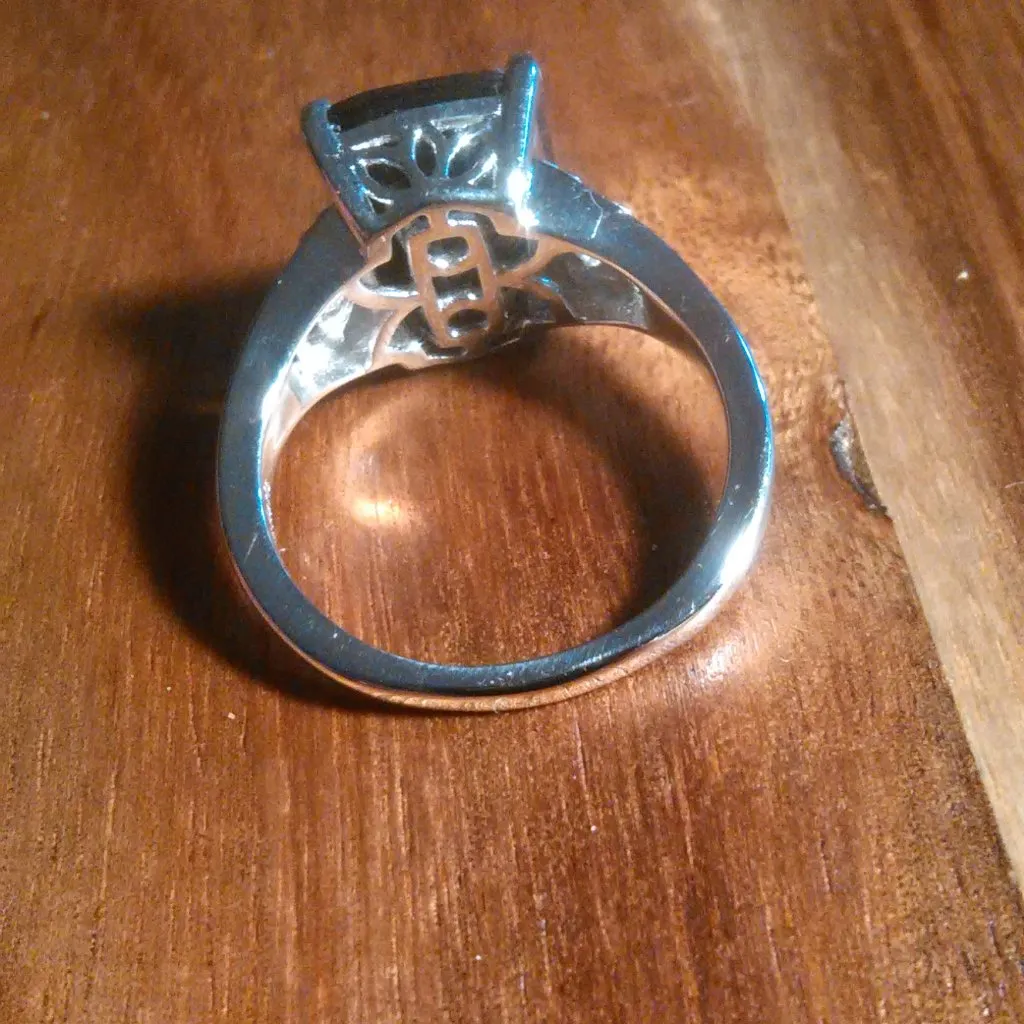 Thai Black Spinel Platinum Bond Ring (Size 8) - Image 9