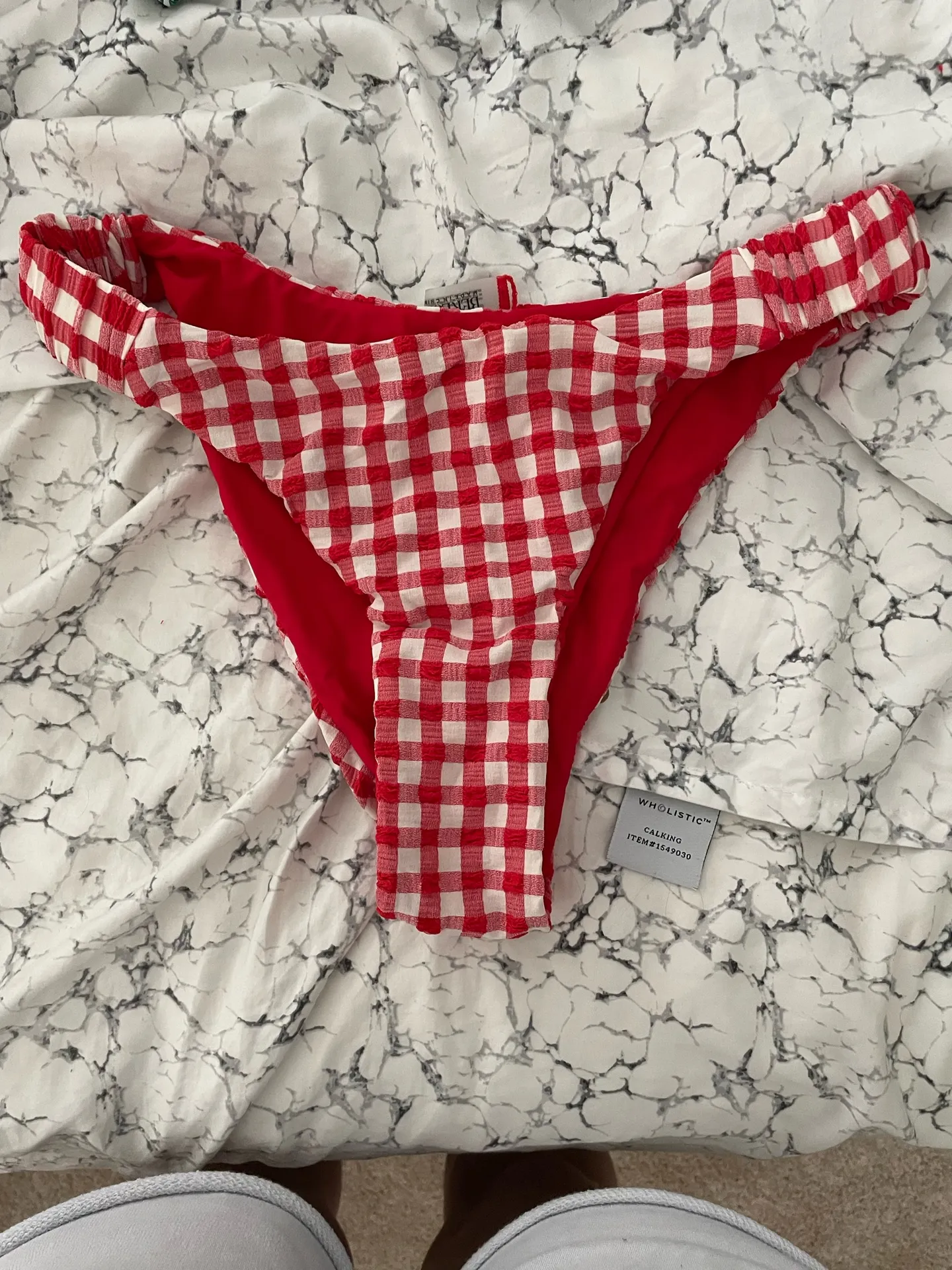 Red Gingham Bikini Bottoms Size L - Image 2