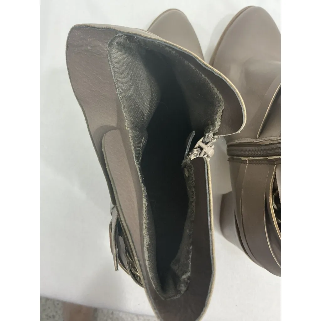 Womans Charlotte Russe Buffy Taupe Faux Leather Strappy Heel Ankle Boots 10 - Image 6