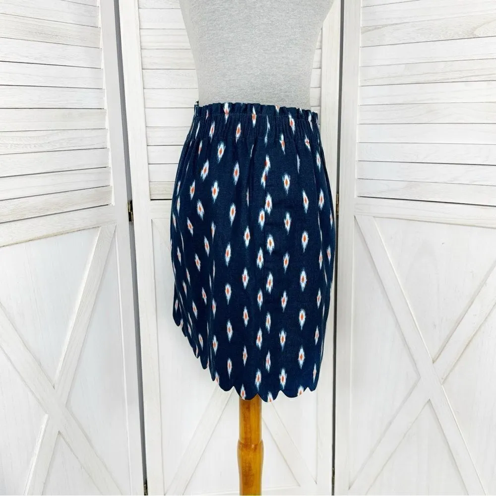 J. Crew Factory Sidewalk Ikat Print Linen Miniskirt Blue Size 2 - Image 4