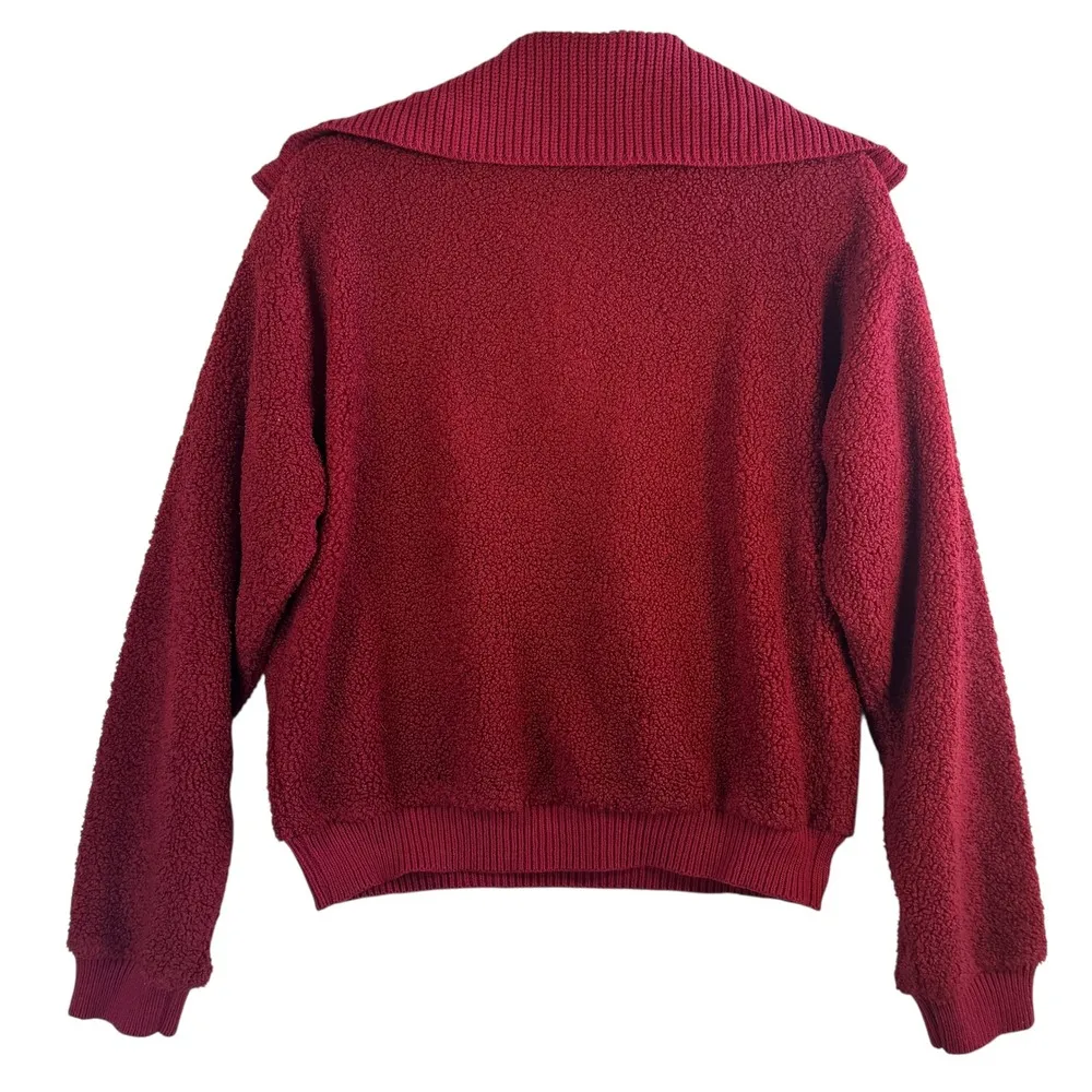 Dolan Sz M Red 1/2 Zip Sherpa Mockneck Pullover Textured Teddy Fleece Sweatshirt Size M - Image 4