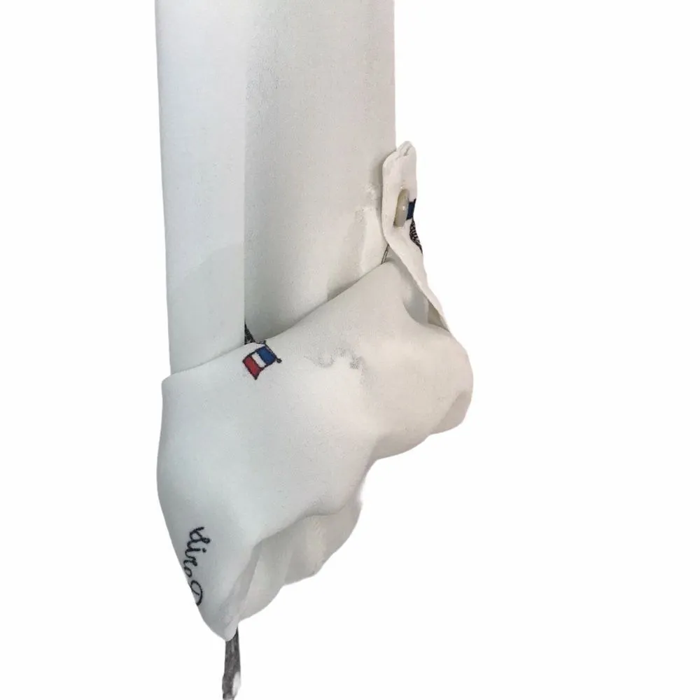 Forever 21 Paris Eiffel Graphic Print Tower Button Down Blouse White S - Image 9