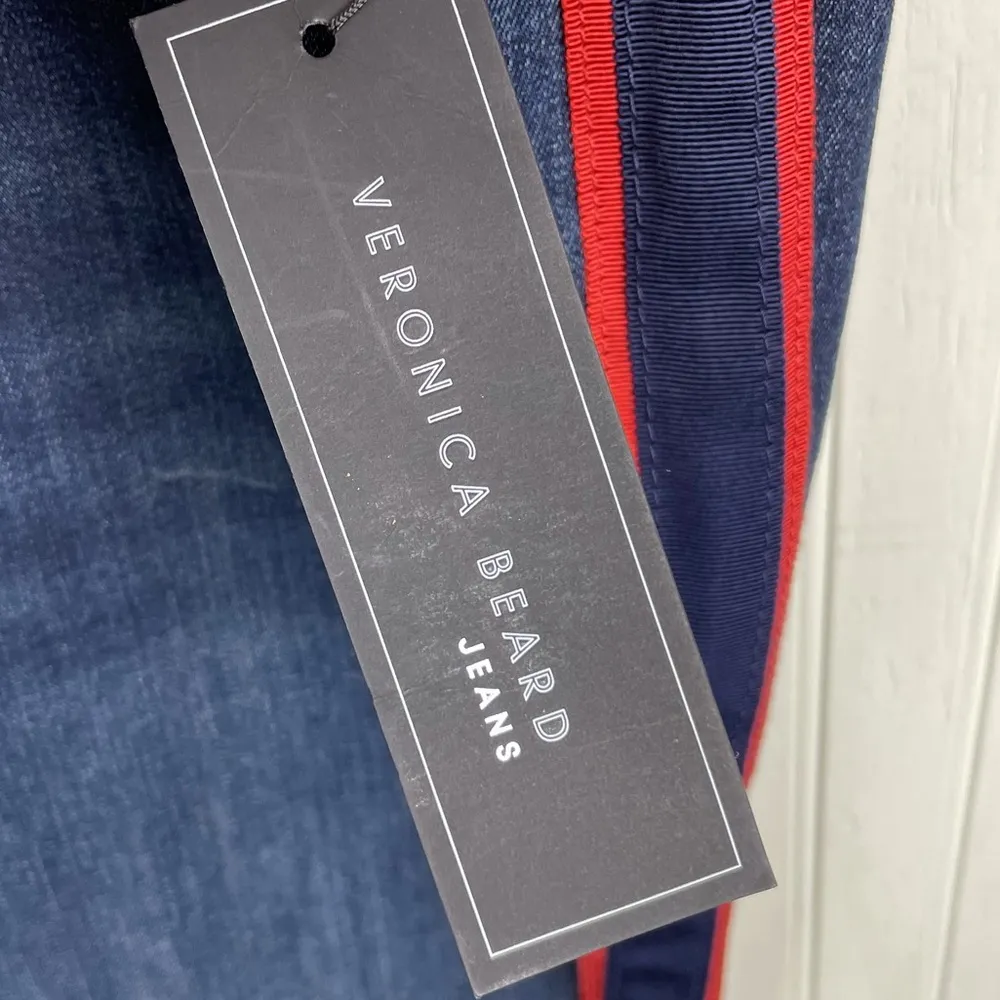 NEW Veronica Beard Jeans Carolyn Baby Boot in Midnight Red Stripe Plus Size 24 - Image 11