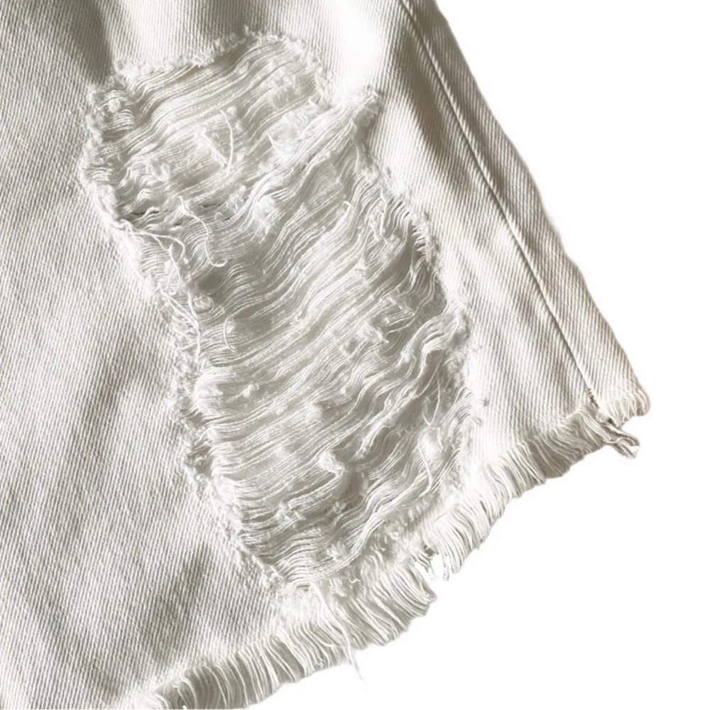 new LF Carmar  Ripped Waistband Mini Skirt  White Denim  Size 2 26 Small  - Image 7