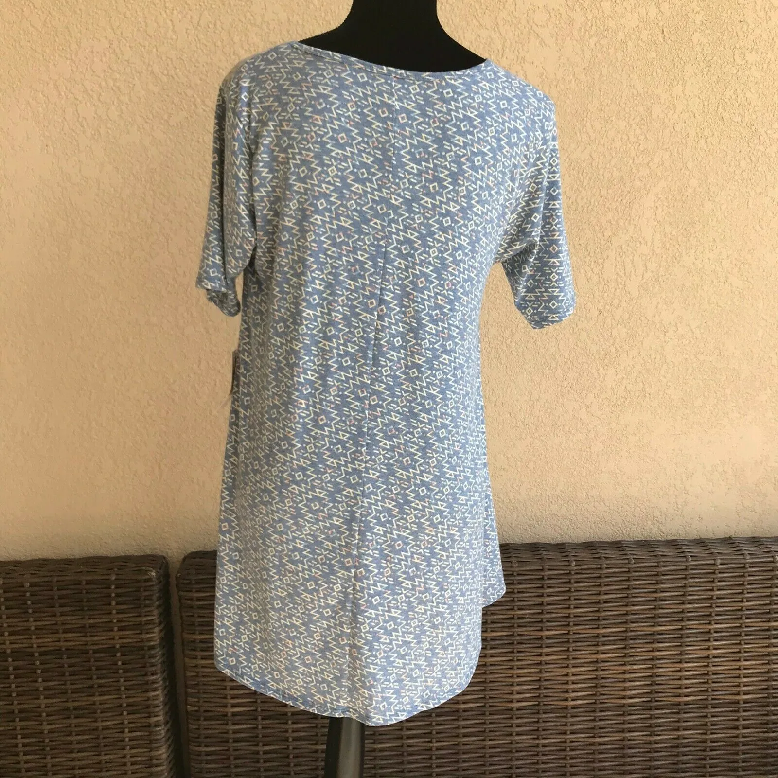 LuLaRoe Womens Top Sz Small Perfect T‎ Blue Tan Tribal Aztec Southwest Print NEW - Image 2