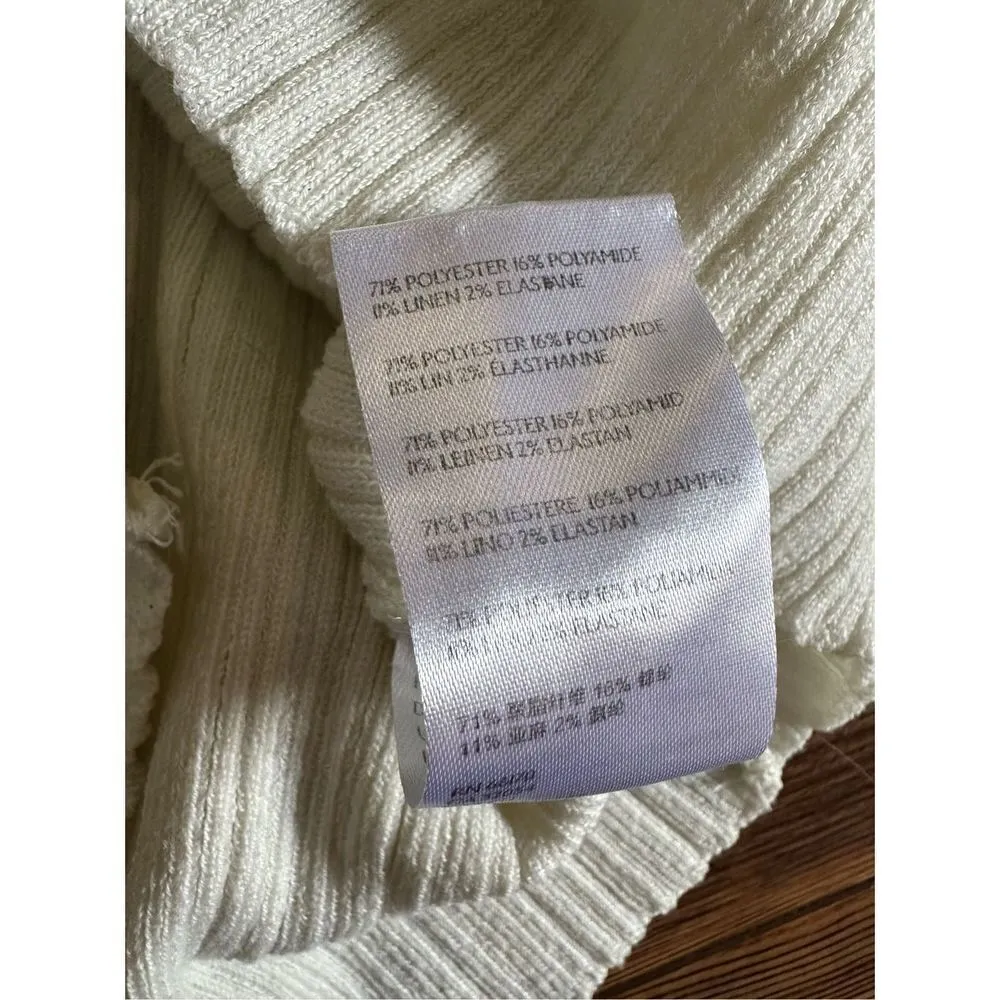 URBAN OUTFITTERS CREAM RIB KNIT POLO CROP SWEATER sz S - Image 7