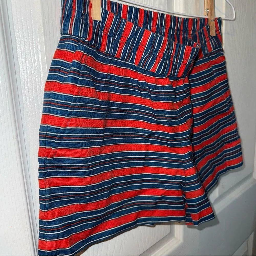 Source Unknown High Waist Red and Blue Shorts Size 2 - Image 2