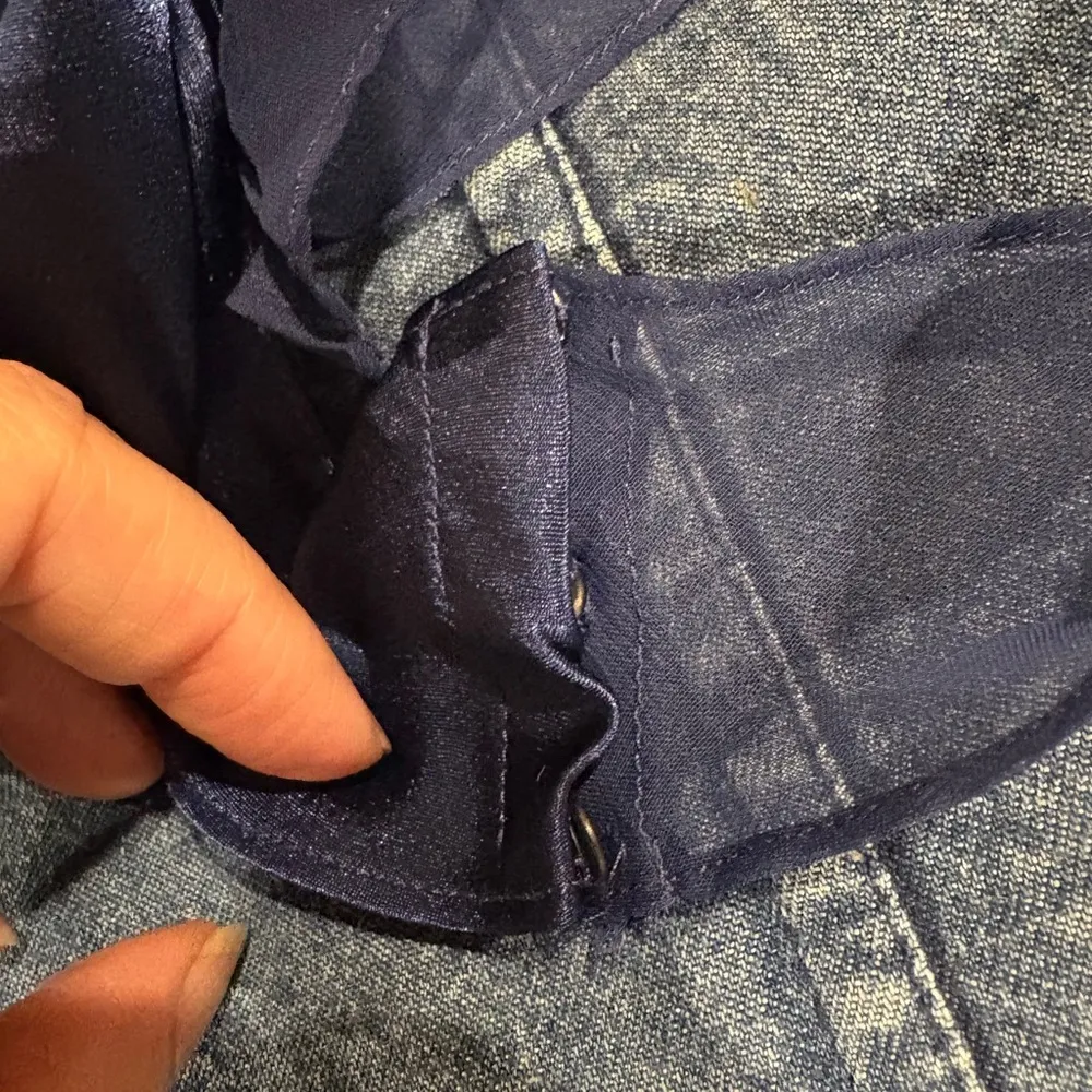 Victoria’s Secret vintage gold label beaded satin ruffled bodysuit M navy blue - Image 5