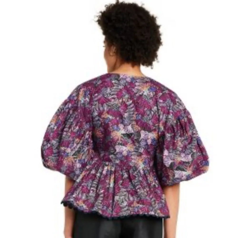 Kika Vargas x Target Wrap Top Size Medium Coral Reef Scalloped Edge Purple NWT - Image 2