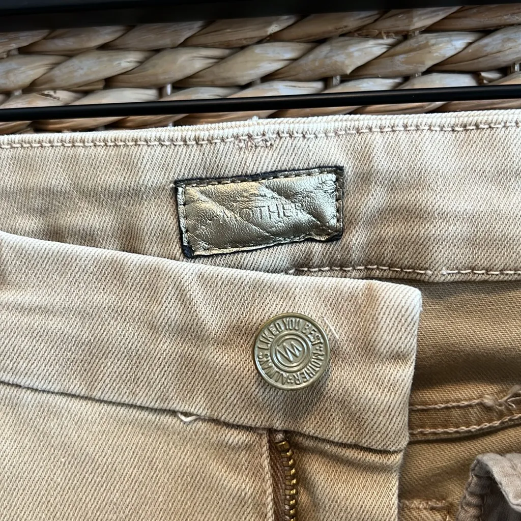 Mother Jeans Low-Rise Looker Blow Out Raw Hem Tan Distressed Tan Ankle Jean, 26 - Image 10