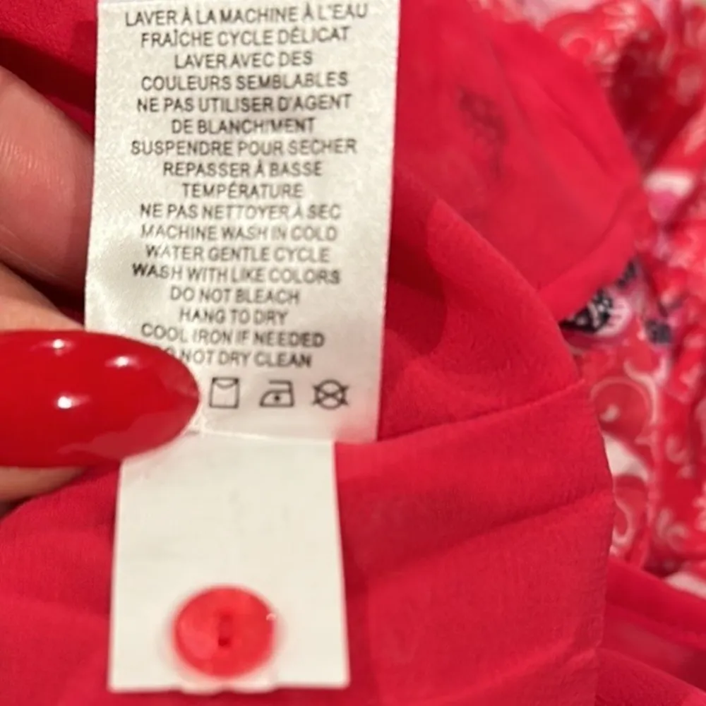 JOIE PINK puff sleeves HIGH NECK KEYHOLE BACK FLORAL PRINT LINED BLOUSE TOP XS - Image 8