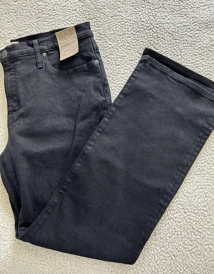 Madewell Womens Mid-Rise Full Length Kick Out Black Denim Jeans Size 32 - Image 7