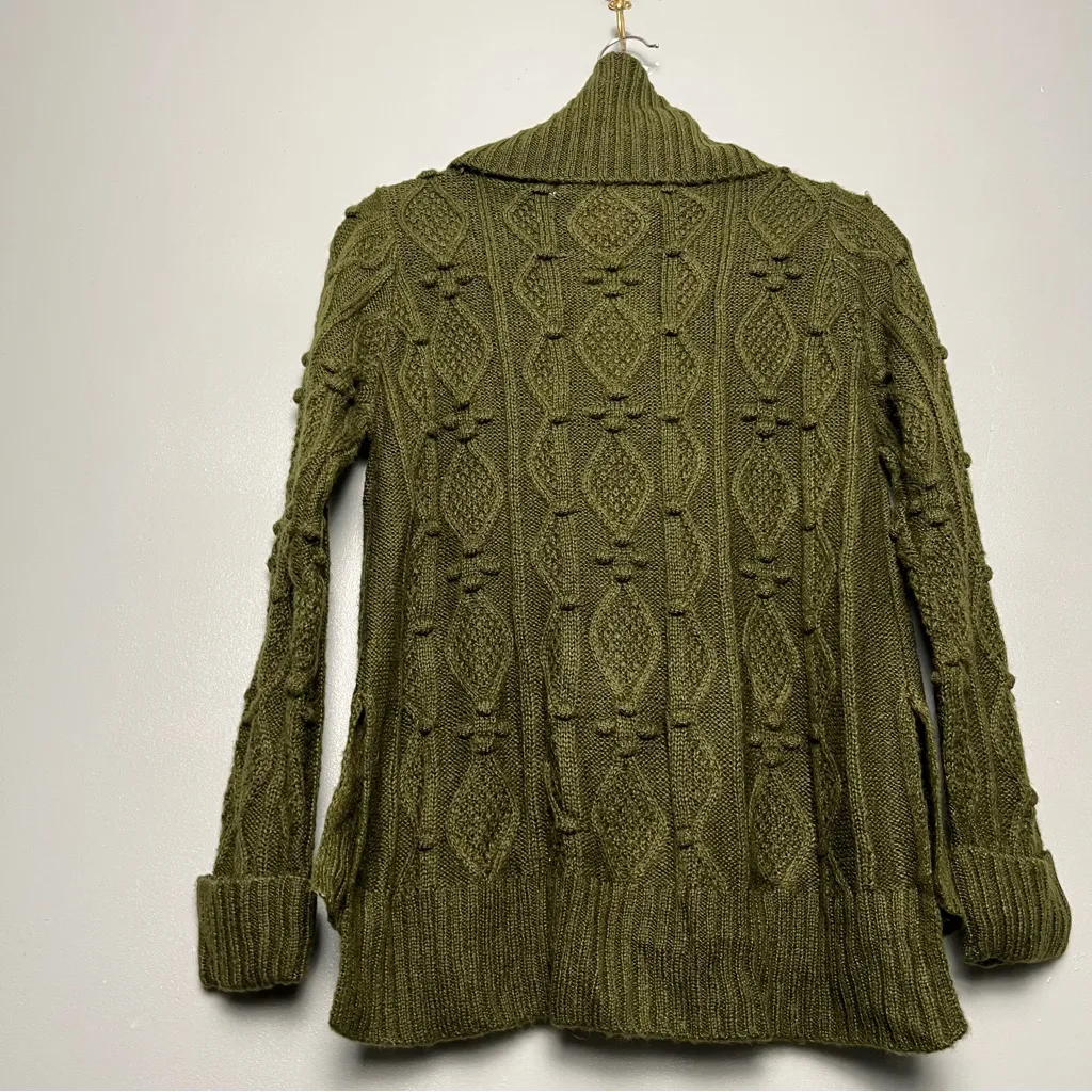 NWT Gretchen Scott Knot Enough Chunky Cable Knit Sweater Olive Green Women’s XS - Image 4