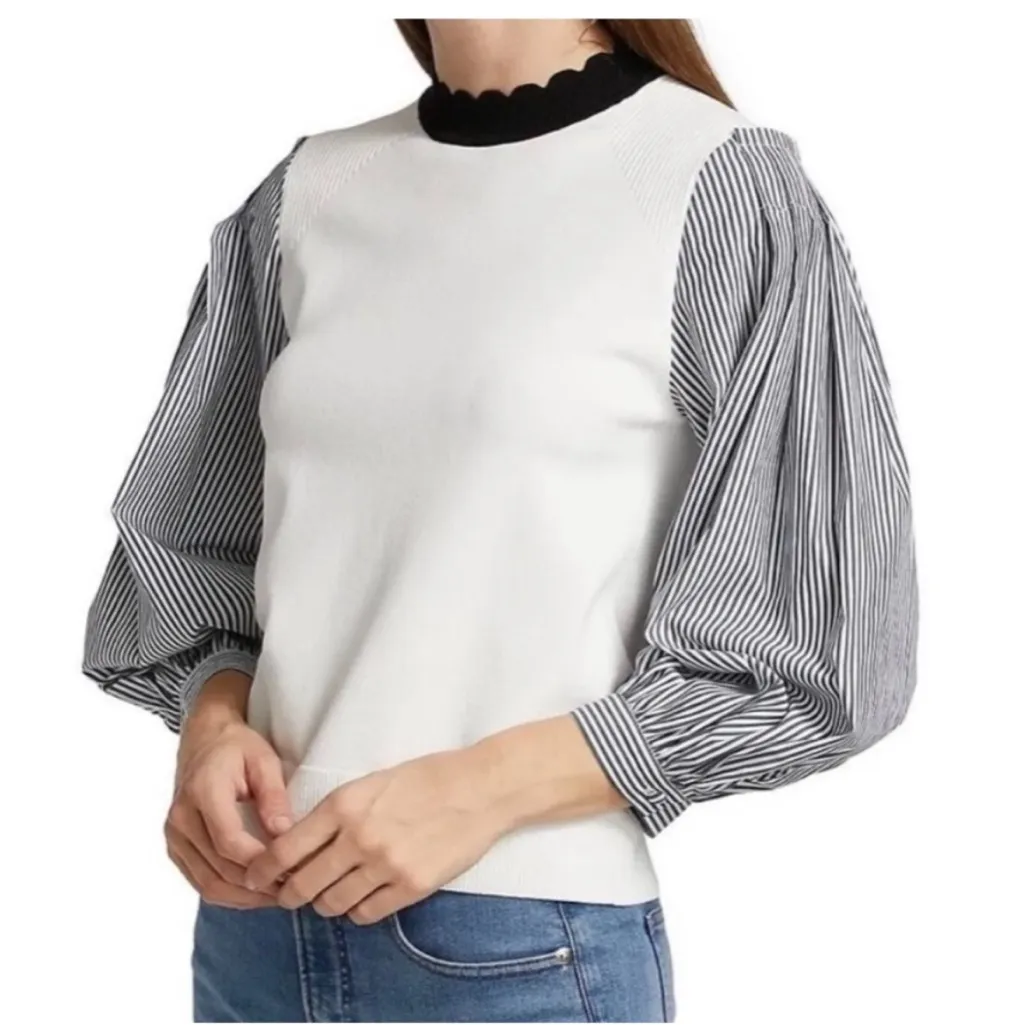 Veronica Beard  Roy Mixed Media Sweater Size Large - Image 14