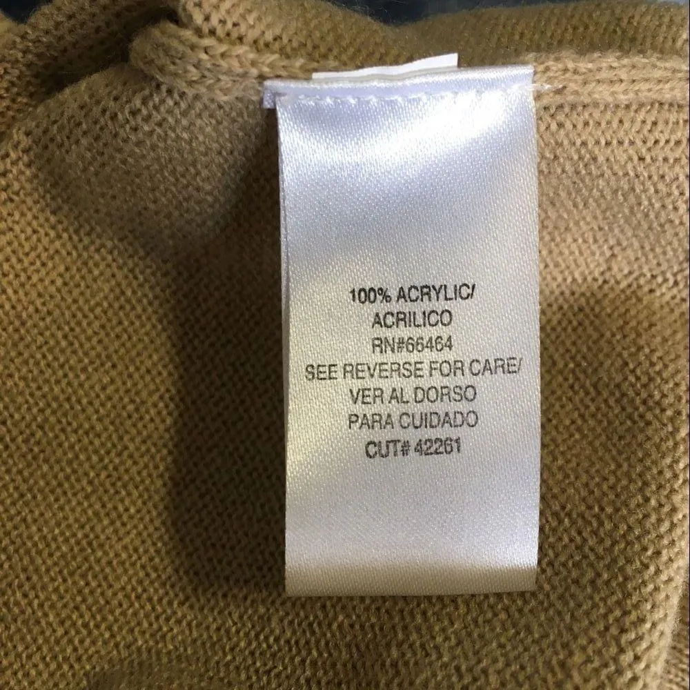 Sandra Darren • Tan Acrylic Cowl Neck Dress Size Medium Midi - Image 4