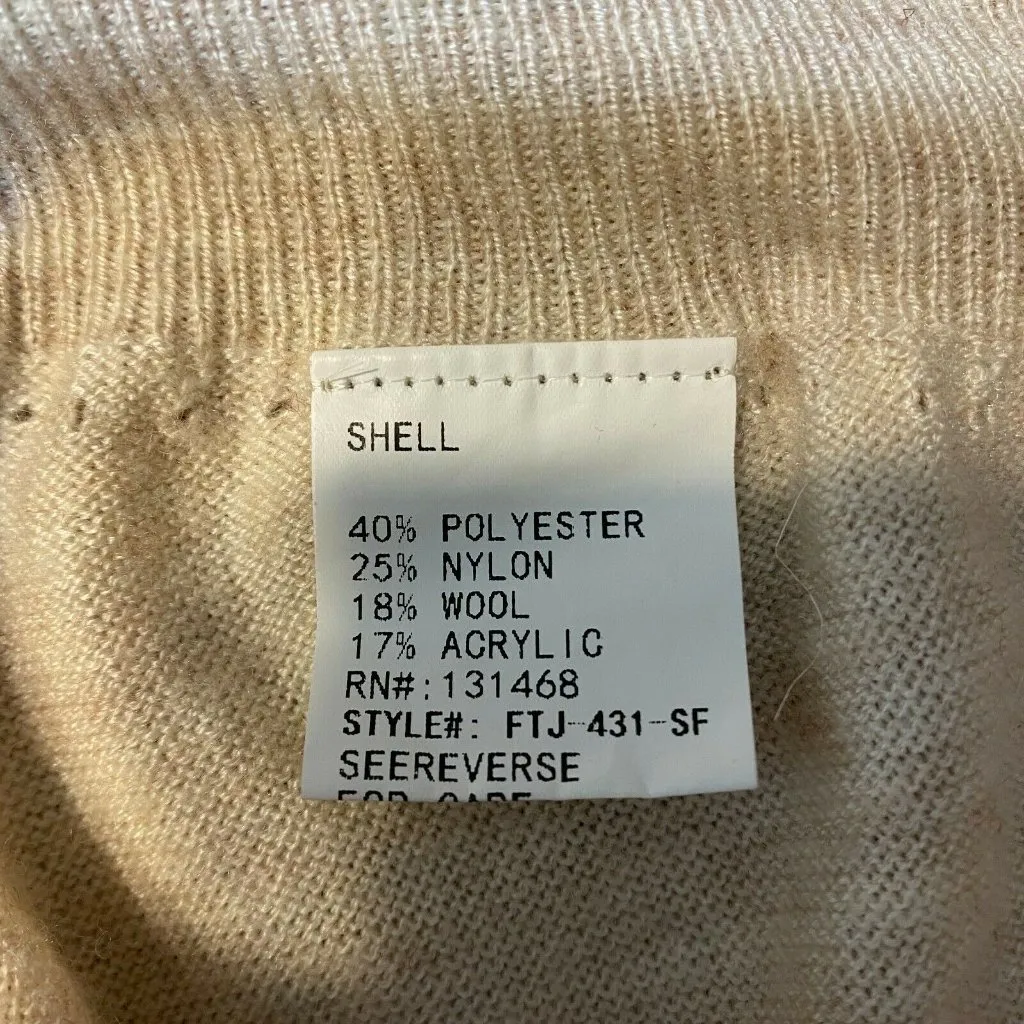 FATE The Label x Stitch‎ Fix Peter Knit Poncho Sweater Cream Wool Blend - Image 9