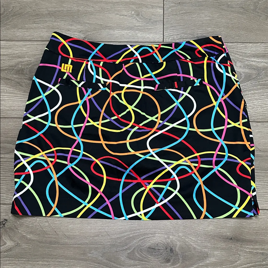 Loudmouth 16" Golf Skirt Black Multicolor Skort Size 8 - Image 2
