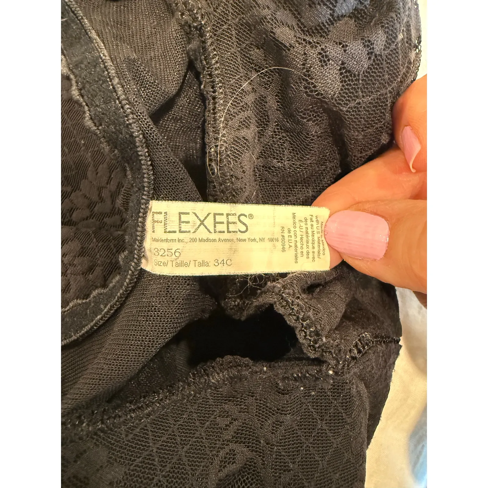 Flexees Sleeveless Sweetheart Neck Bodysuit Lace Floral Black Women's Size 34C - Image 6