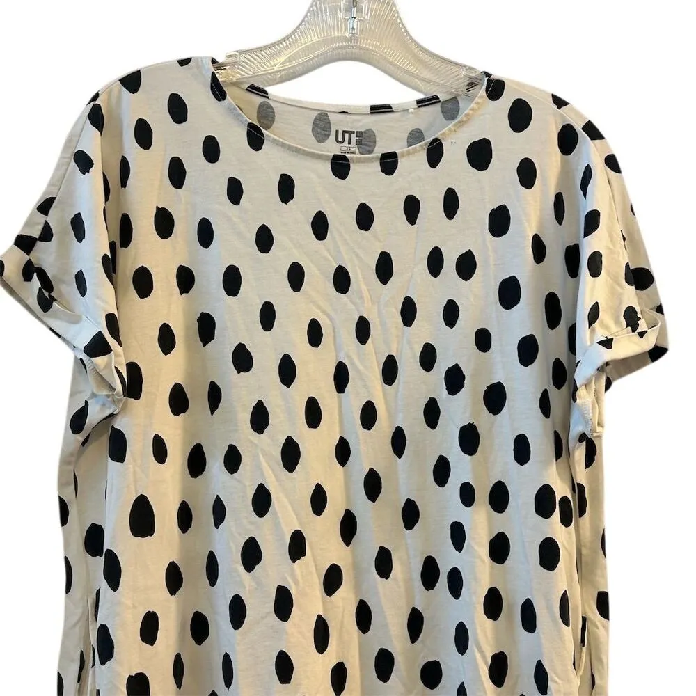 UT Uniqlo Women's XS Black Polka Dot Scandinavian Knee Length Dress Flaw - Image 2