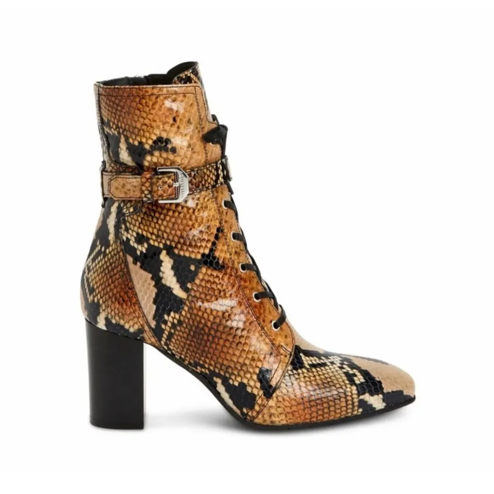 New!‎ Aquatalia Fawn Leather Caramel Snakeskin  Lace Up Boots Booties Sz 7 $650 - Image 2