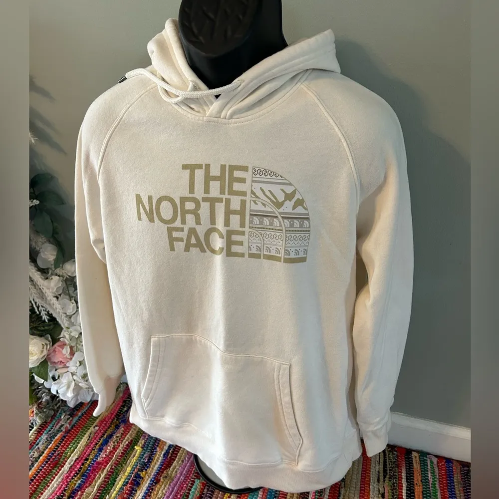 NEW The North Face Hooded Sweatshirt Cream Womens Large - Image 2