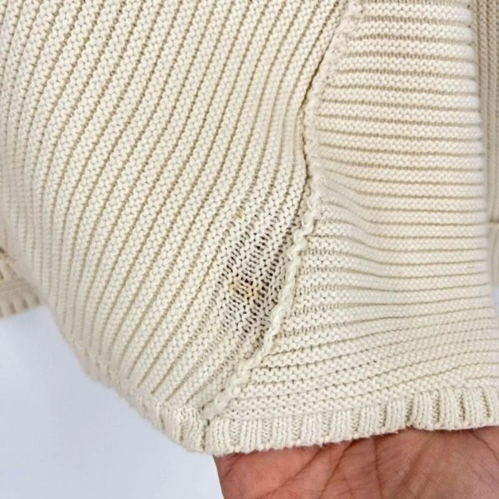 Free People Women's La Brea V-Neck Knitted Pullover Sweater Cream‎ Size XS - Image 6