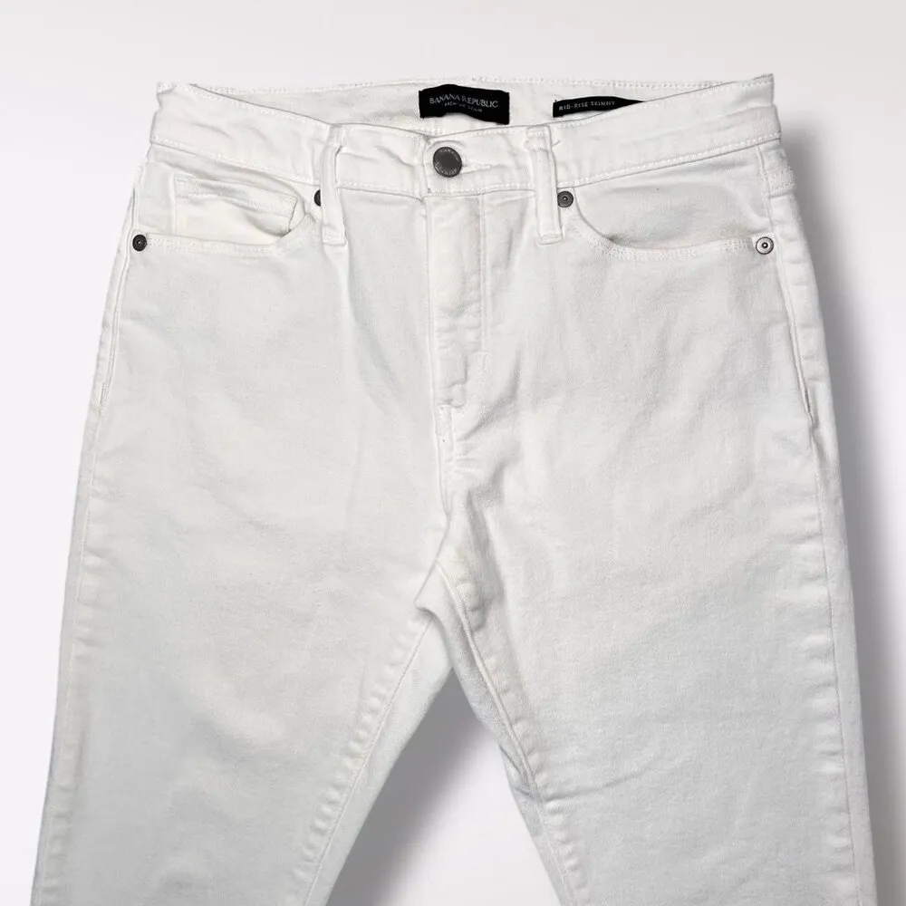 Banana Republic White Mid Rise Skinny Jeans Petite 28P  - Image 2