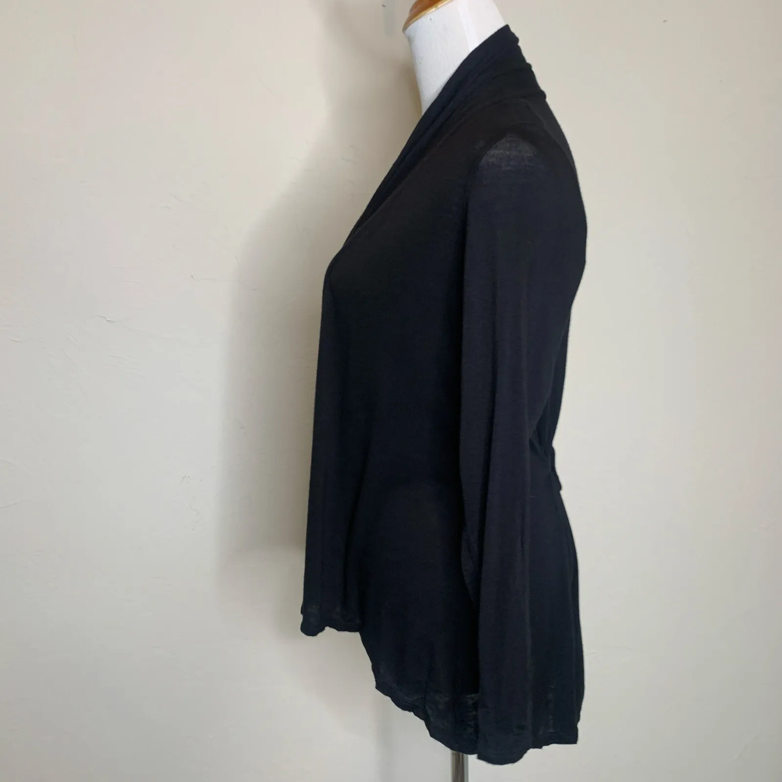 Black Open Front Jacket Sz Medium Light Weight Cardigan - Image 3