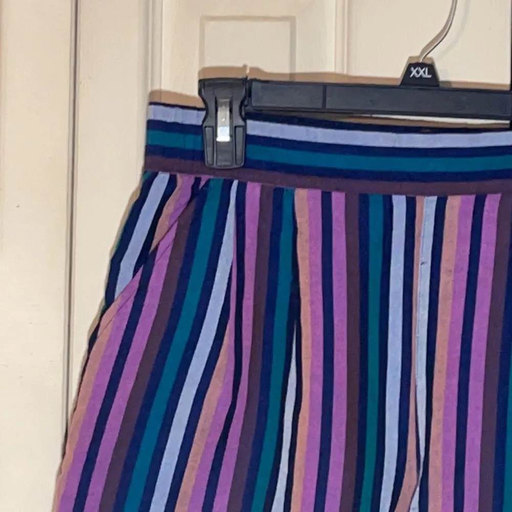 A New Day Wide Striped Linen Blend Shorts Small - Image 2