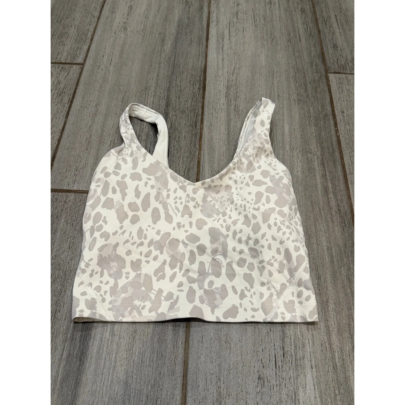 Lululemon Align Tank Top Womens Size 2 Antique White Cheetah Camo Padded Sporty - Image 2