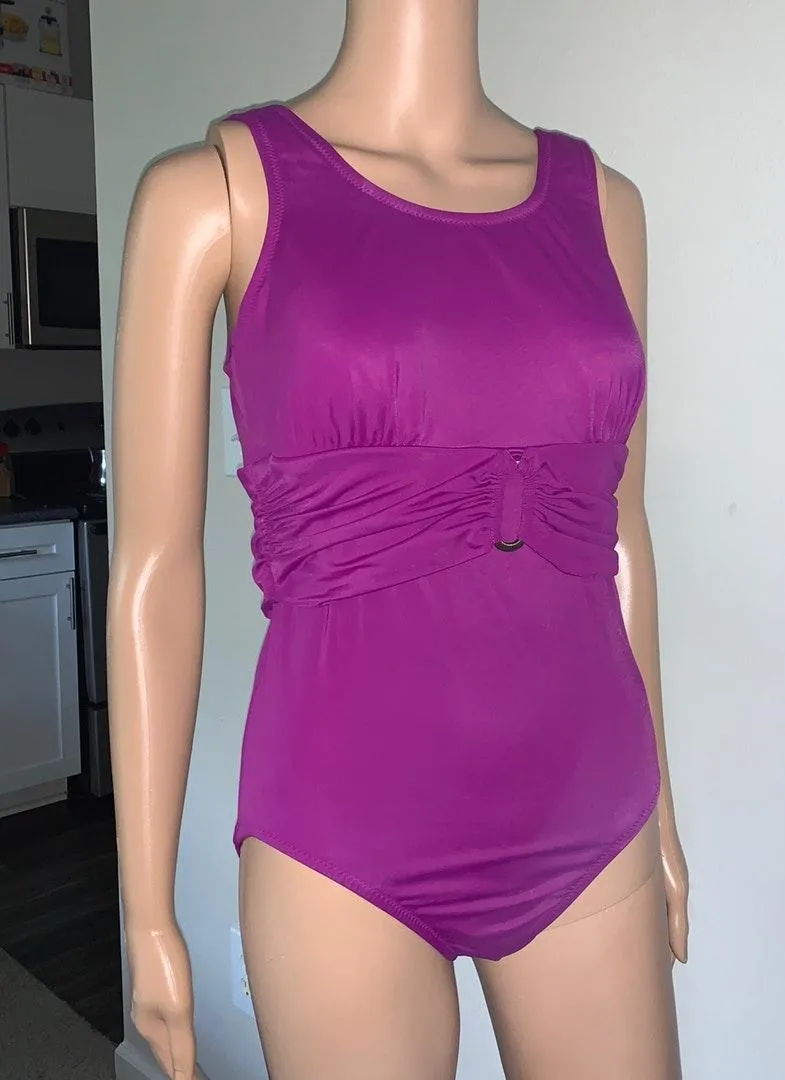 Tummy Control Belted Swim Pink Size 8 - Image 4