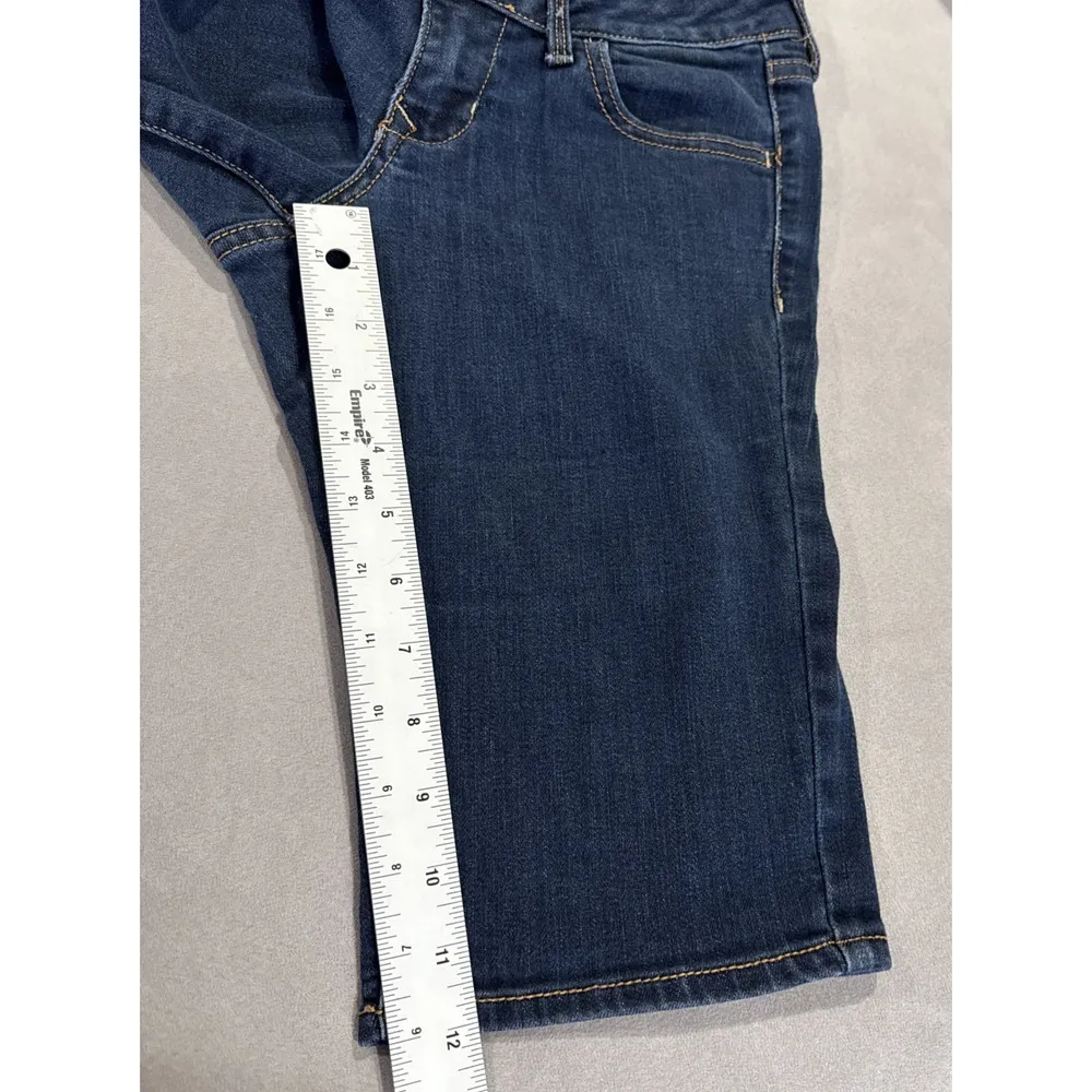 Old Navy RockStar Women 2 Shorts Blue Denim Bermuda Dark Wash Stretch Modest - Image 9