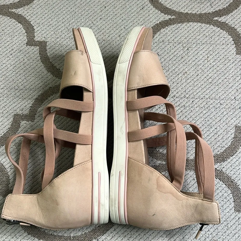 Eileen Fisher Sola Tumbled Nubuck leather Sneaker Sandals Beige Strappy - Image 4