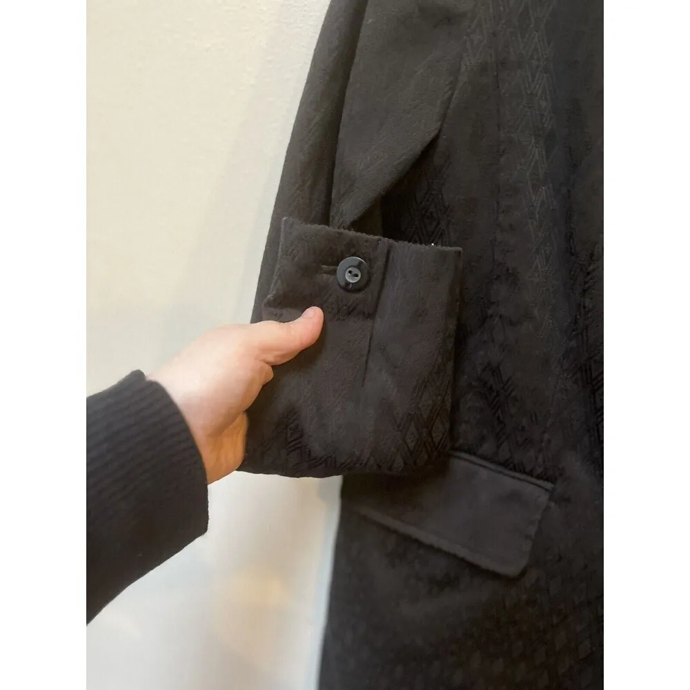 Worthington Women's Black Geometric Print Stretchy Button Up Trench Coat Size 14 - Image 7