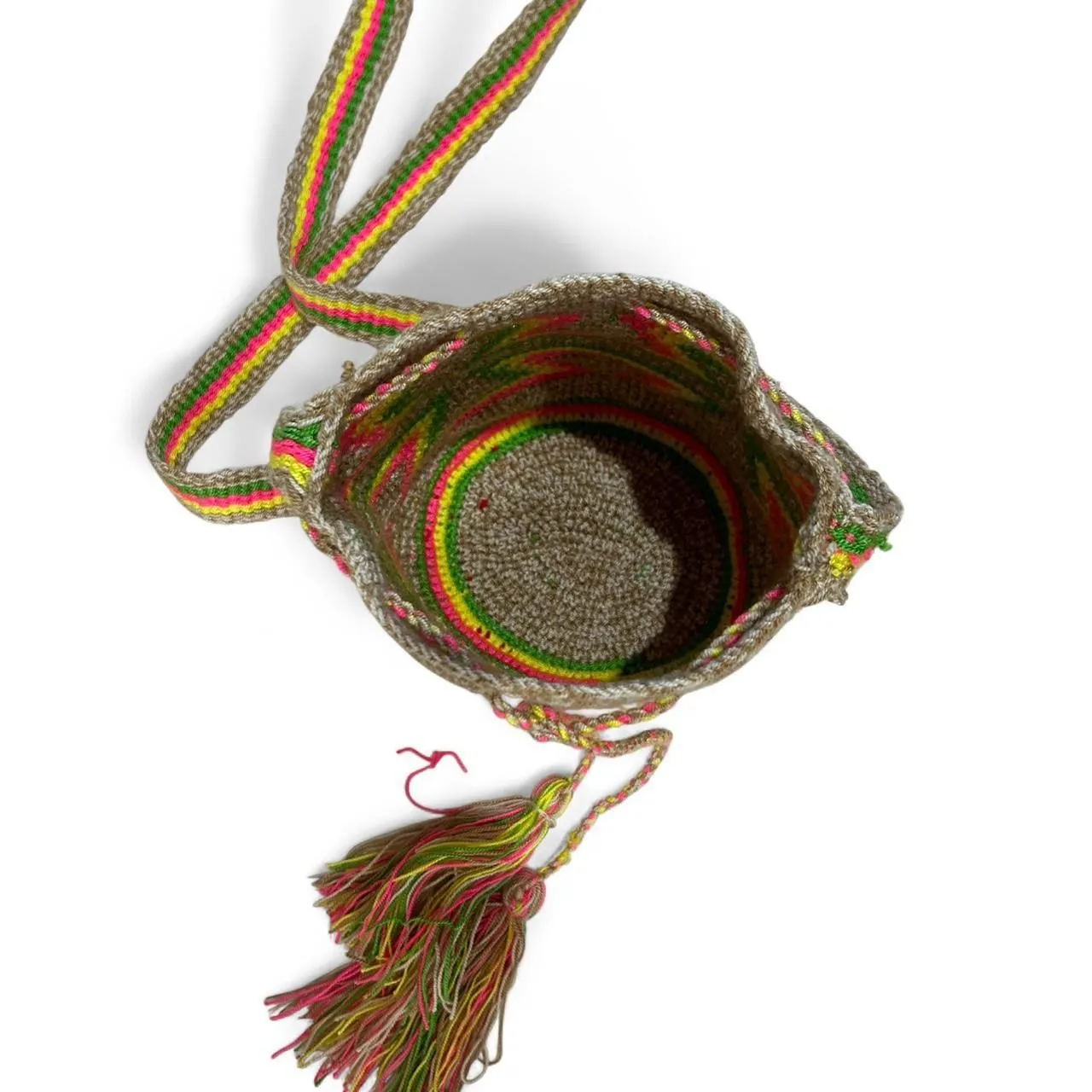 Authentic Colombian Wayuu Mochila Crossbody Bag Green - Image 7