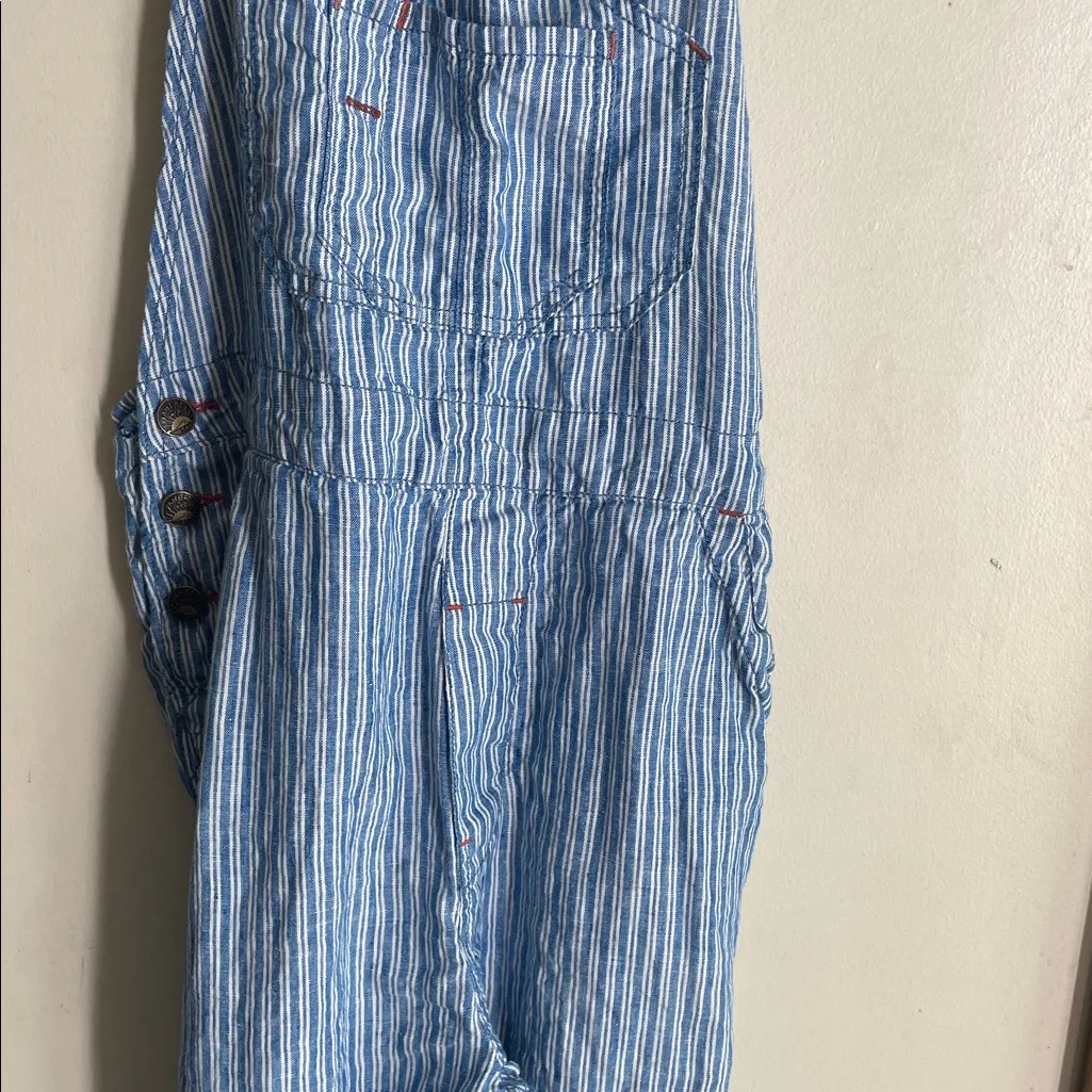 Faherty Linen Mechanic Overall In Railroad Stripe - Image 7