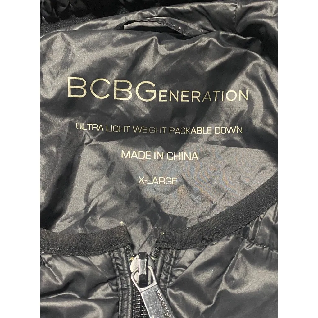 BCBG Ultra LIghtweight Packable Down Hooded Jacket in Black Size XL - Image 6
