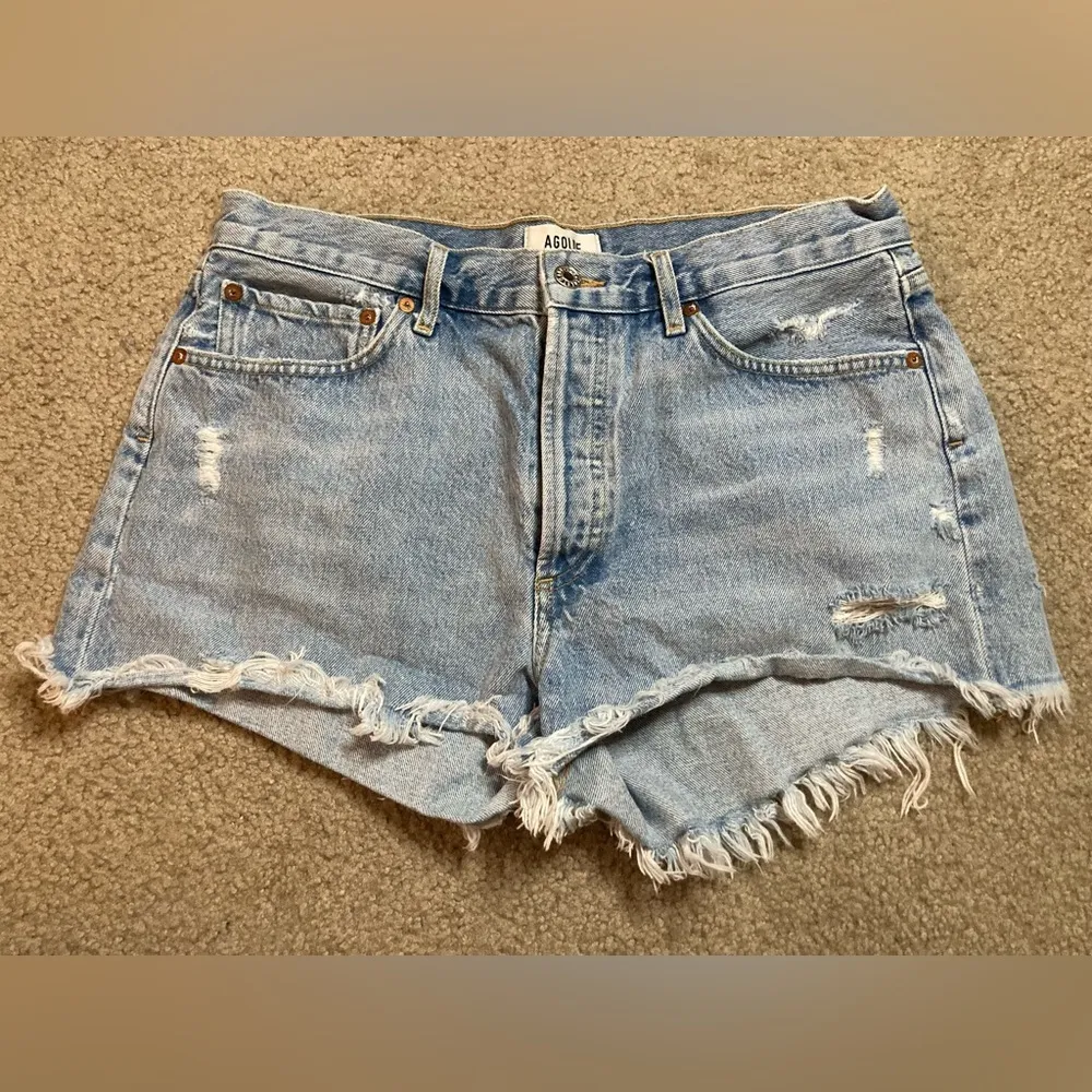 Agolde Parker Cut Off Denim Short Light Wash Size 29 - Image 5